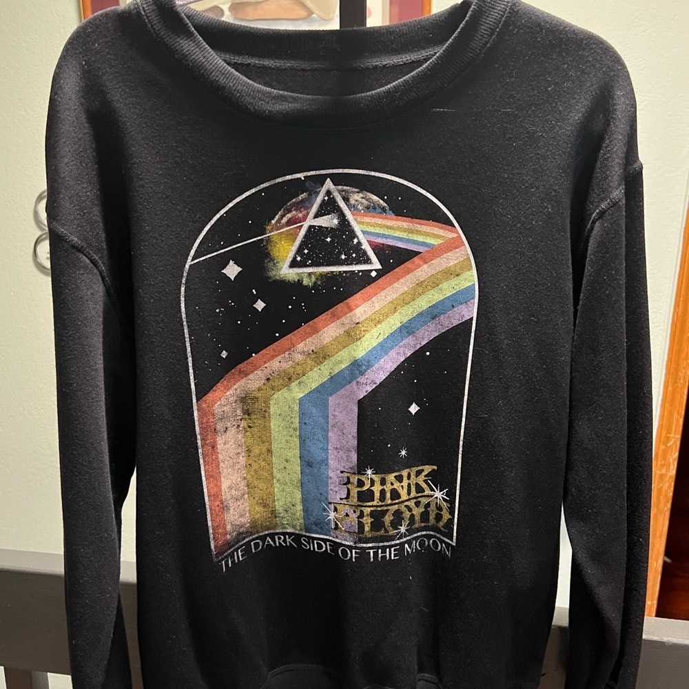 Pink Floyd Black Sweatshirt with Rainbow Design “The Dark Side of The Moon” #236